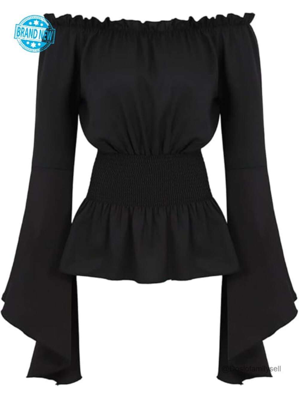 Off Shoulder Renaissance Blouse Long Sleeve Peasant Top Costume Victorian